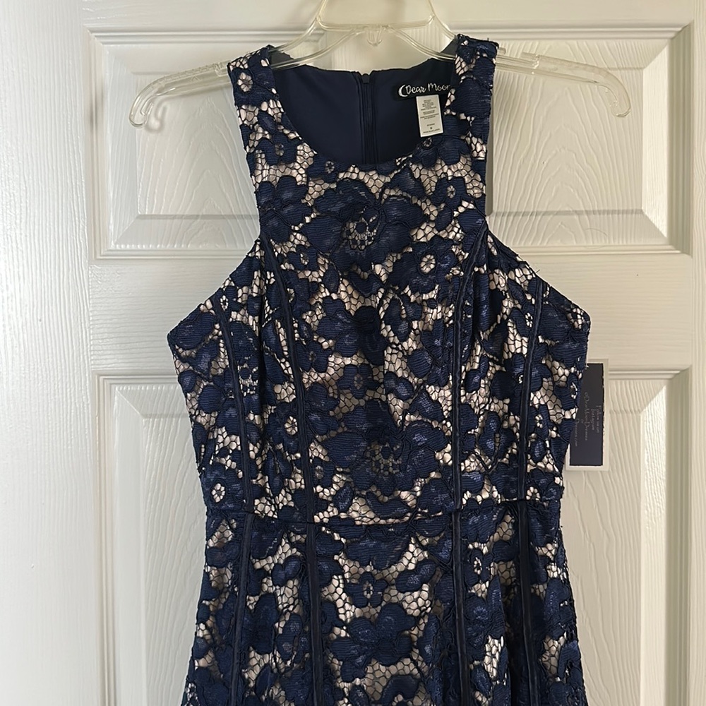 Navy & Cream Lace Dress